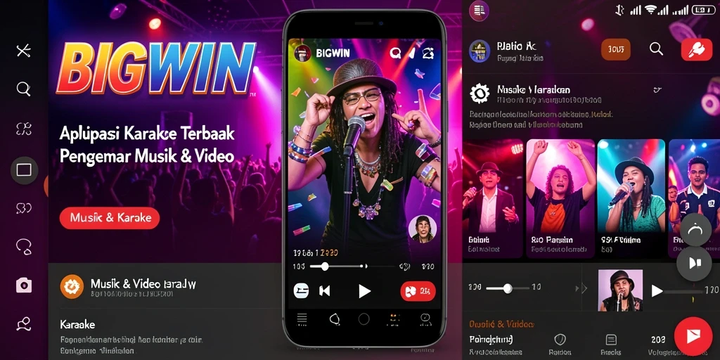 Tampilan antarmuka BIGWIN yang menarik dan interaktif untuk Karaoke.