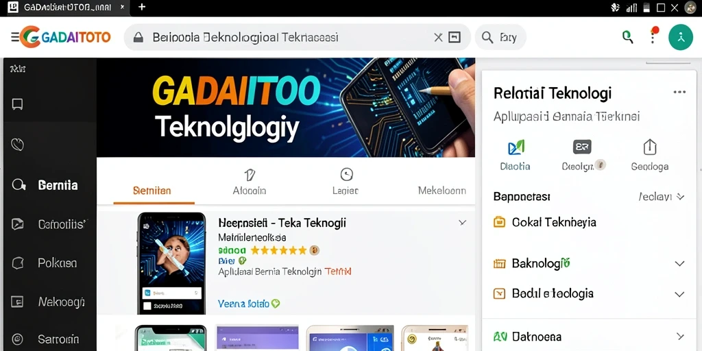 Antarmuka utama GADAITOTO menampilkan berita teknologi terkini dan menarik.
