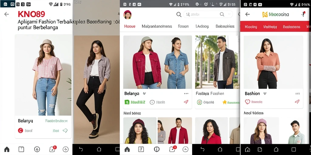 Antarmuka KNO89 yang modern dan menarik untuk berbelanja fashion.