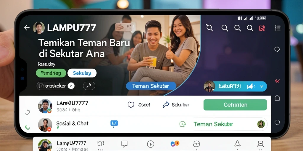 Tampilan antarmuka LAMPU777 yang memudahkan pencarian teman sekitar.