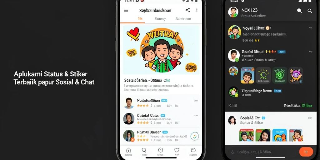 Antarmuka menarik dengan banyak pilihan stiker.